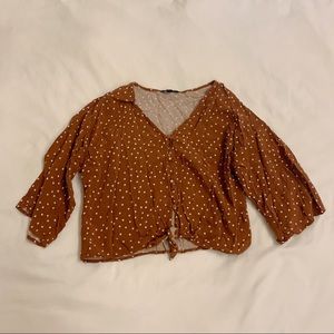 brown polka dot blouse